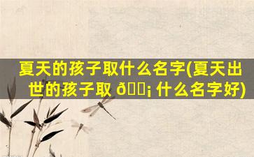 夏天的孩子取什么名字(夏天出世的孩子取 🐡 什么名字好)